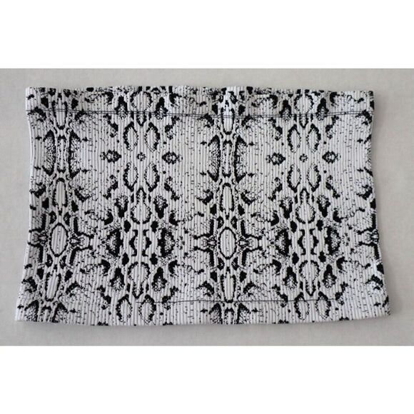 Intimately Free People Women Sz M/L White/Black Snake Print Adrienne Bandeau Top - Picture 1 of 4